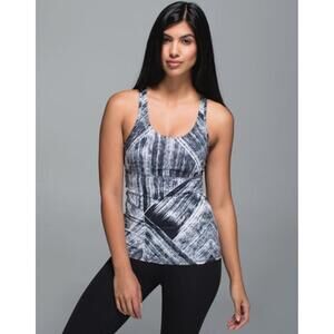 Lululemon White and Black Cool Tank II in Heat Wave - Size - 4